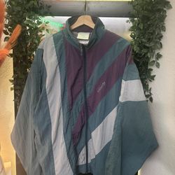 Vintage 90s Adidas Men's Purple and Green Jacket