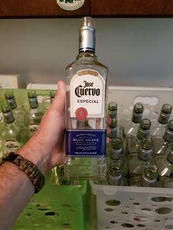 Empty Jose Cuervo Silver Tequila bottles