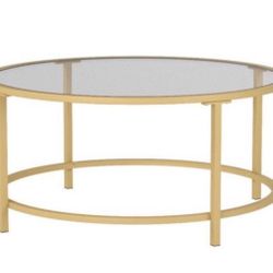 36in Modern Round Tempered Glass Accent Side Coffee Table for  