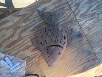 Metal candle holder art Deco fish