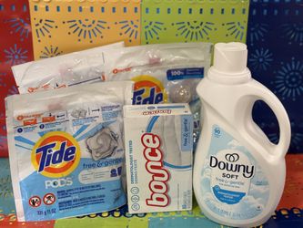 Bundle: Downy, Bounce& Tide Pods “Free & Gentle”