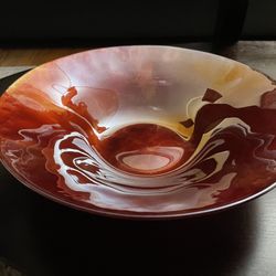 Decor  Large Red Glass Satin Bowl 