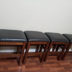 4 Stools Ashley Furniture Counter Height Bar Backless High Chairs Kitchen Dining Black Brown