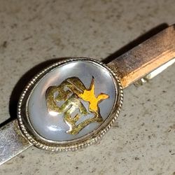 Vintage Tie Clip Silver And Gold