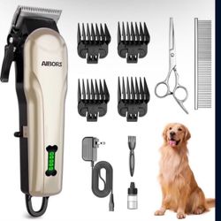 Dog Clippers, Professional Dog Grooming Kit, Low Noise Rechargeable Dog Clippers for Grooming, Cordless Electric Quiet Hair Grooming Clippers for Dogs