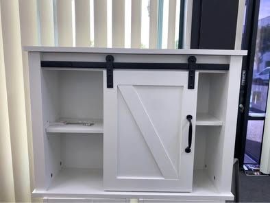 New Assembled Bathroom Wall Cabinet with 2 Adjustable Shelves Wooden Storage Cabinet w/ a Barn Door