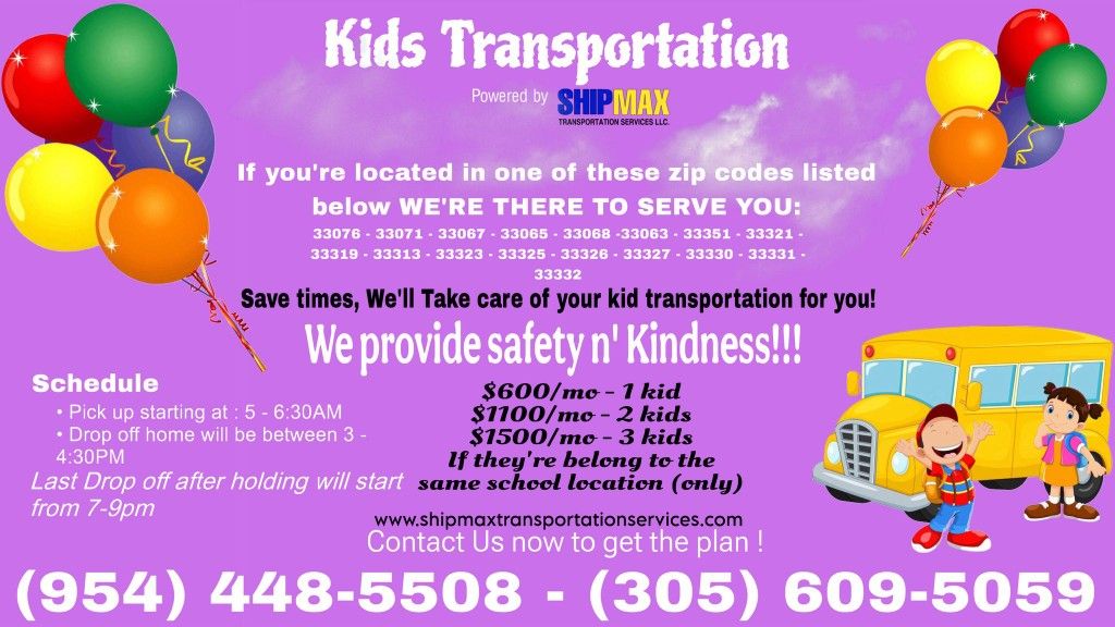 School Transportation WESTON - SUNRISE - PLANTATION - TAMARAC - CORAL SPRINGS