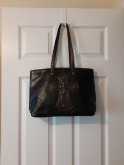 Black And Brown Cross Design Shoulder Bag