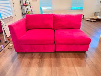 Hot Pink Velvet Modular Sectional Sofa Love Seat 💕