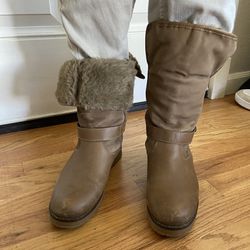 Real Leather Fur Lined Winter Boots Size 9.5