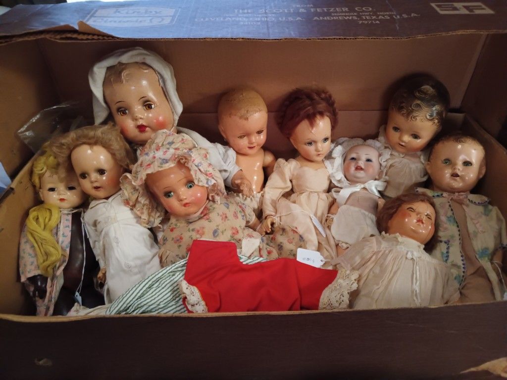 Box Lot of Old Composition Dolls