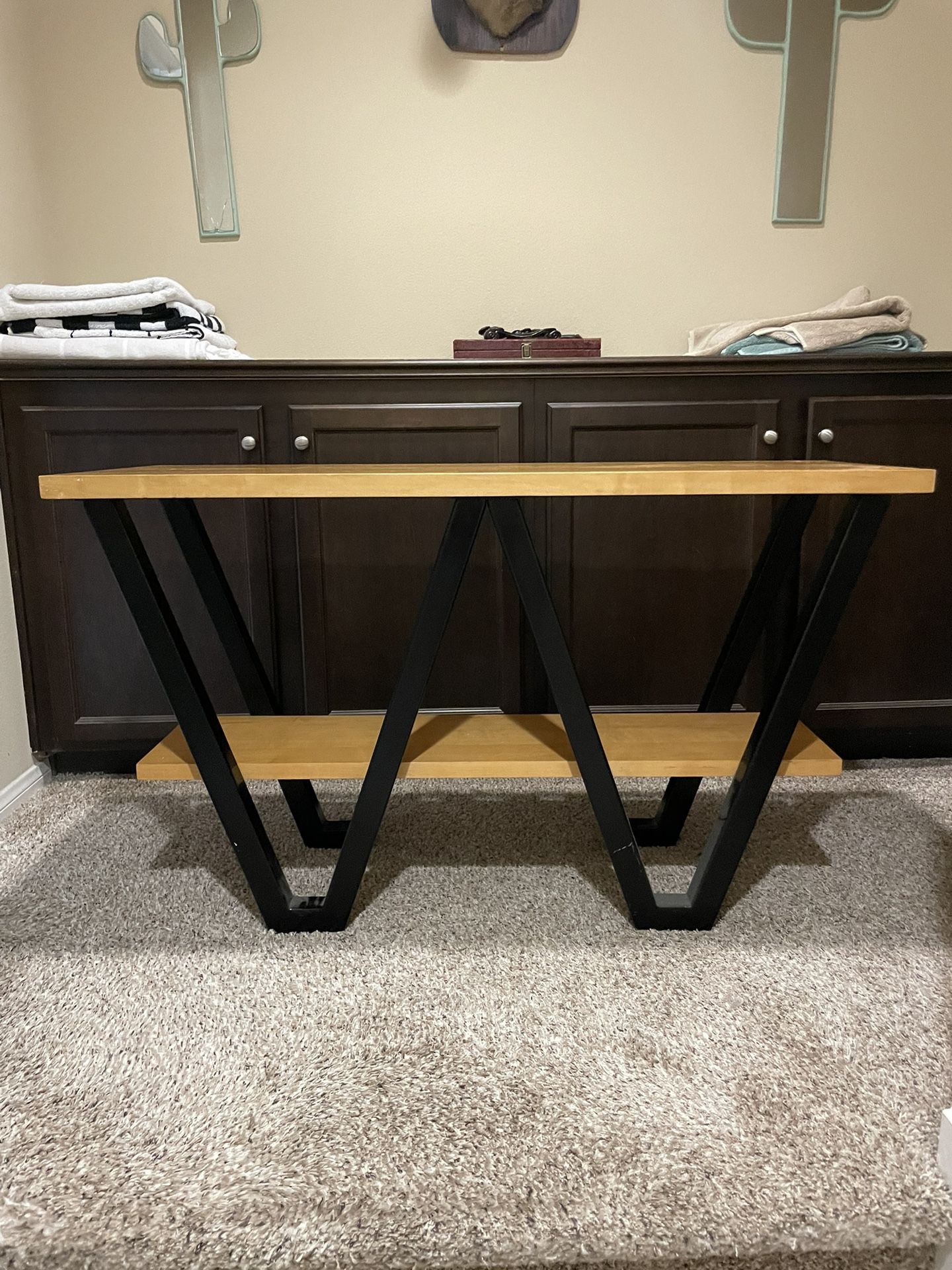 Wood Console And Side Table Duo 