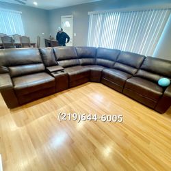 XL BRAND NEW BROWN RECLINING SECTIONAL THEATER STYLE SAME DAY DELIVERY 
