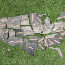 Handmade Large Wooden 16 Piece Puzzle Map of The United States With Capitols 60x36"