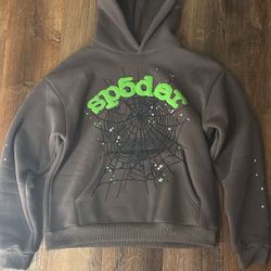 Grey and Green Sp5der Hoodie brand New