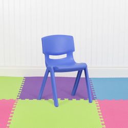 New Blue Demitrius Plastic Stackable School Chair with 13.25" H Seat - K-2 School Chair (Set of 5)