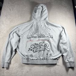 Darc Sport Street Fighter Men’s Size L Gray Hoodie Full Zip Gym RARE #3112
