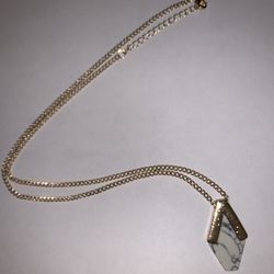 Marbleized Stone Pendant & Necklace 