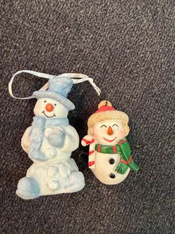CHRISTMAS ORNAMENTS PORCELAIN SNOWMANS
