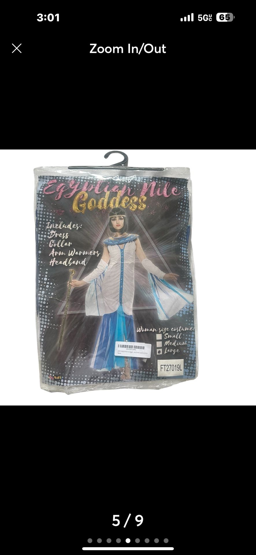 Halloween Cleopatra Costume Women Cosplay Ruched Dress Queen of The Nile Size L