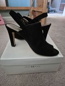 Anne Klein Black Suede Slingback Heels (Size 10) Skokie