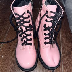 Pink Patent Leather Boots Size 7.5