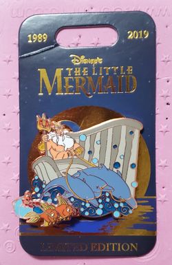 Disney The Little Mermaid 30th Anniversary King Triton Sebastian slider LE 5000 Pin 2019
