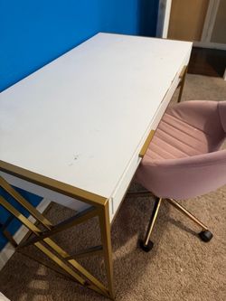 Stylish desk with velvet chair