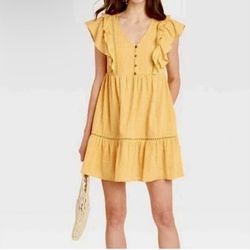 Rose Knox Yellow Ruffle T Shirt Mini Dress