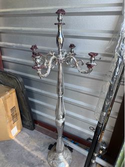 Candle Stick Holder-Floor Silver Color