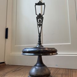 Vintage Silver Plated 16.5" Condiment Holder. Condition is pre owned and shows signs of wear from age and usage and overall is in solid and respectabl