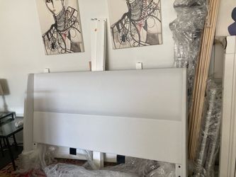 King Size White Fabric Bedframe