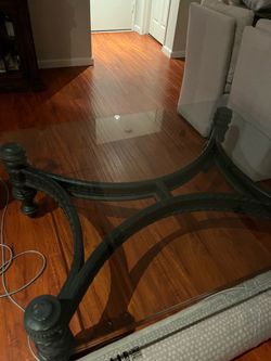 FREE - 55” Glass and Wood Base Coffee Table