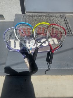 4 Racquet Bundle – Tennis, Racquetball & Junior Racquets + Wilson Carrying Bag
