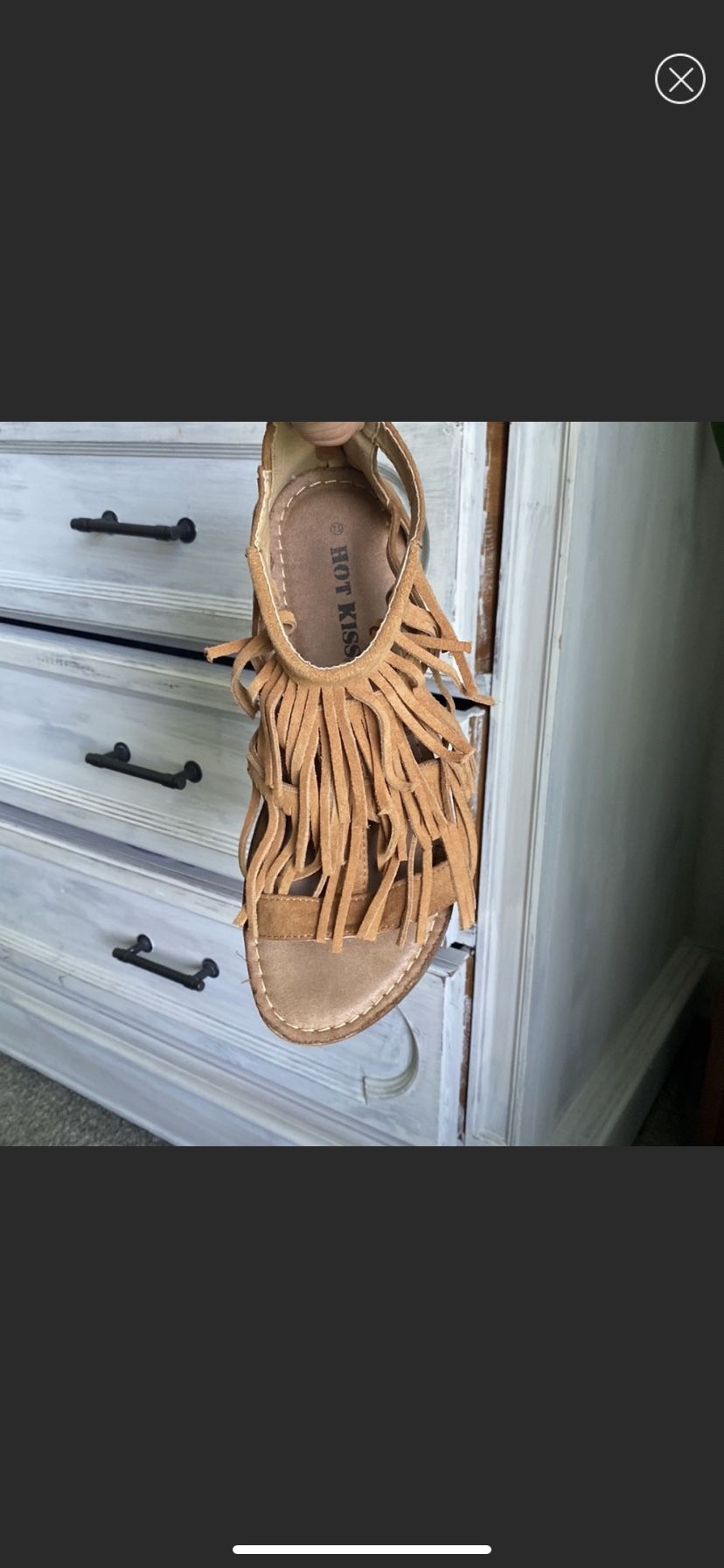 Chestnut Fringe Sandals 