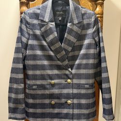 Banana Republic Blazer Size 2 Double Breasted Midnight Plaid Cool Career Office