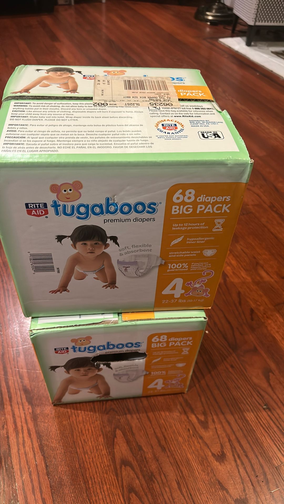 Tugaboos premier diapers, size 4, 68 diapers big pack