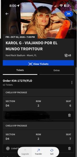 2 VIP Karol G Tickets (10/2)