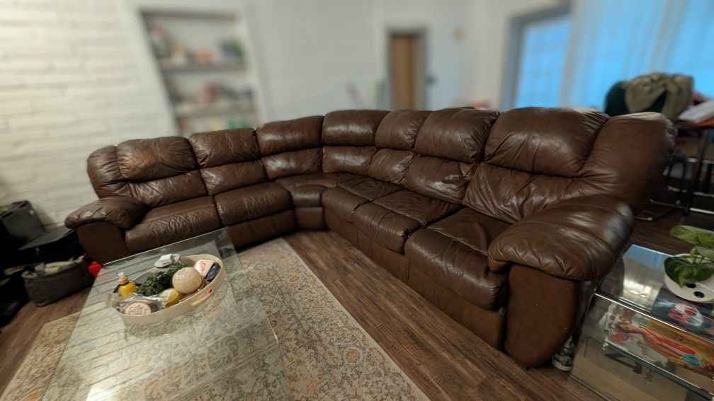 Brown faux Leather Couch