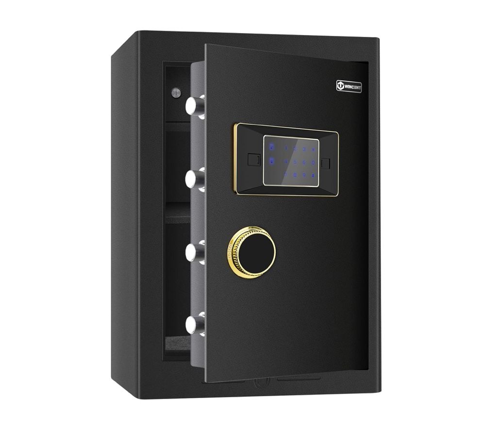 Security Home Safe, 2.05 Cubic Safe Box with Digital Screen Touch Keypad & Key Lock, Double Safety Gun Safe for Pistols Home Office Cash Watch Jewelry