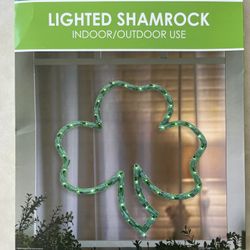 St Patrick's Day Lighted Green Shamrock Hanging Window Silhouette Decoration