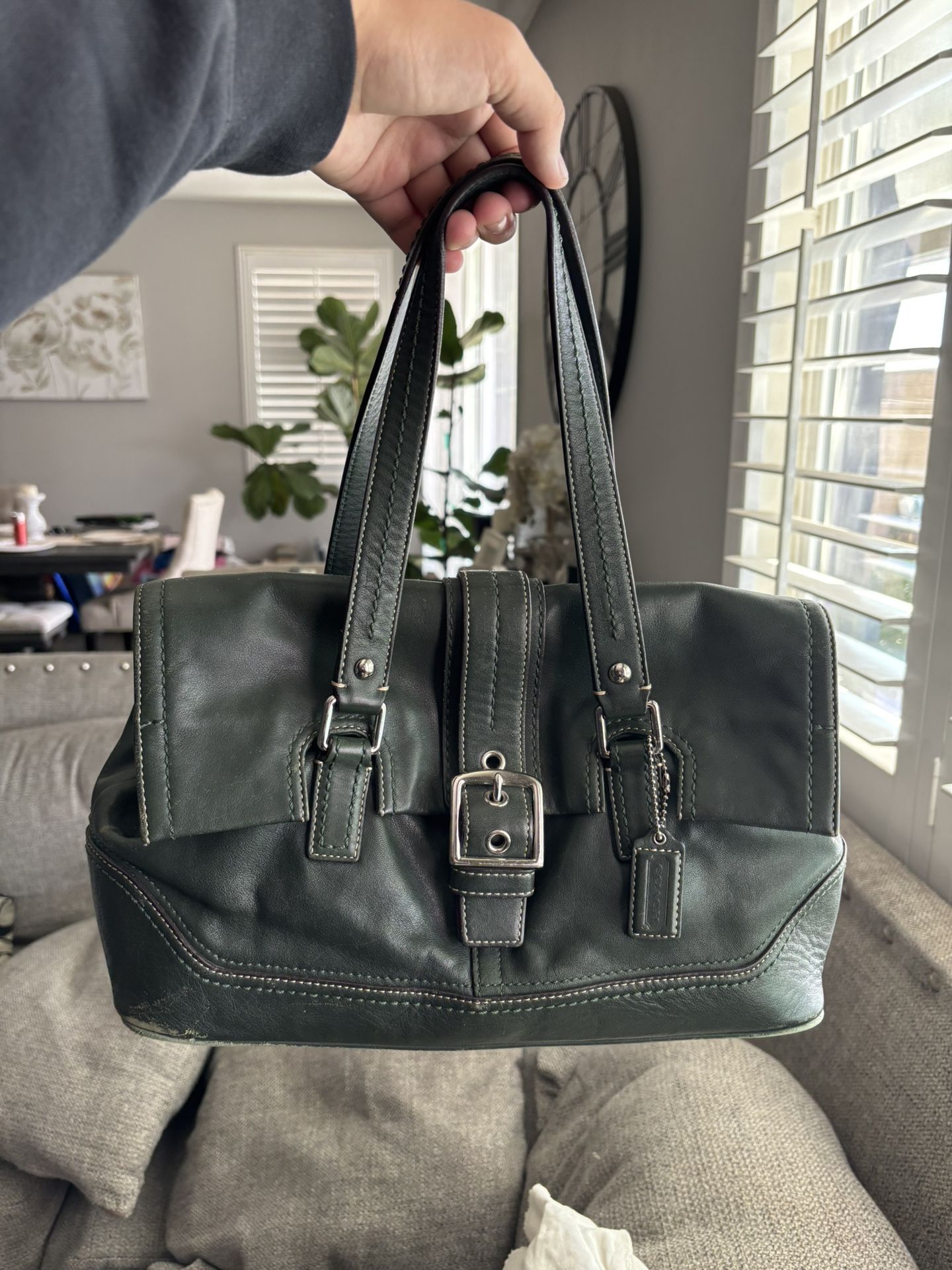 Y2K Coach Hamilton Leather Satchel – Style F12604 – Green Purse
