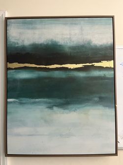 Abstract Teal and Gold Canvas Wall Art