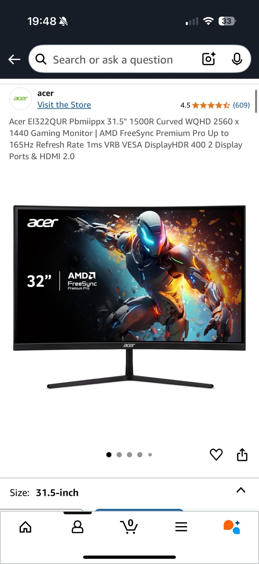Acer curved monitors 31.5