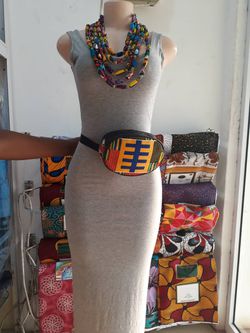 African leather waist bag
