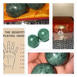 1.57" Marble Green Baoding Balls Chinese Health Exercise Massage Balls Stress Relieve