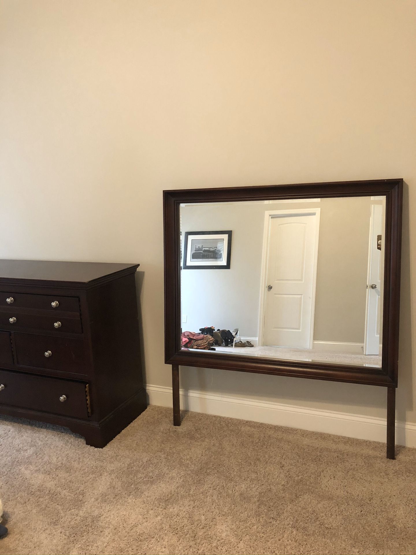 Cherry wood dresser with mirror