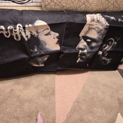 Horror Classic Bride Of Frankenstein & Frankenstein Pillow Covers Black White 18"