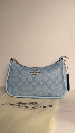 Coach Signature Shoulder Bag Light Blue