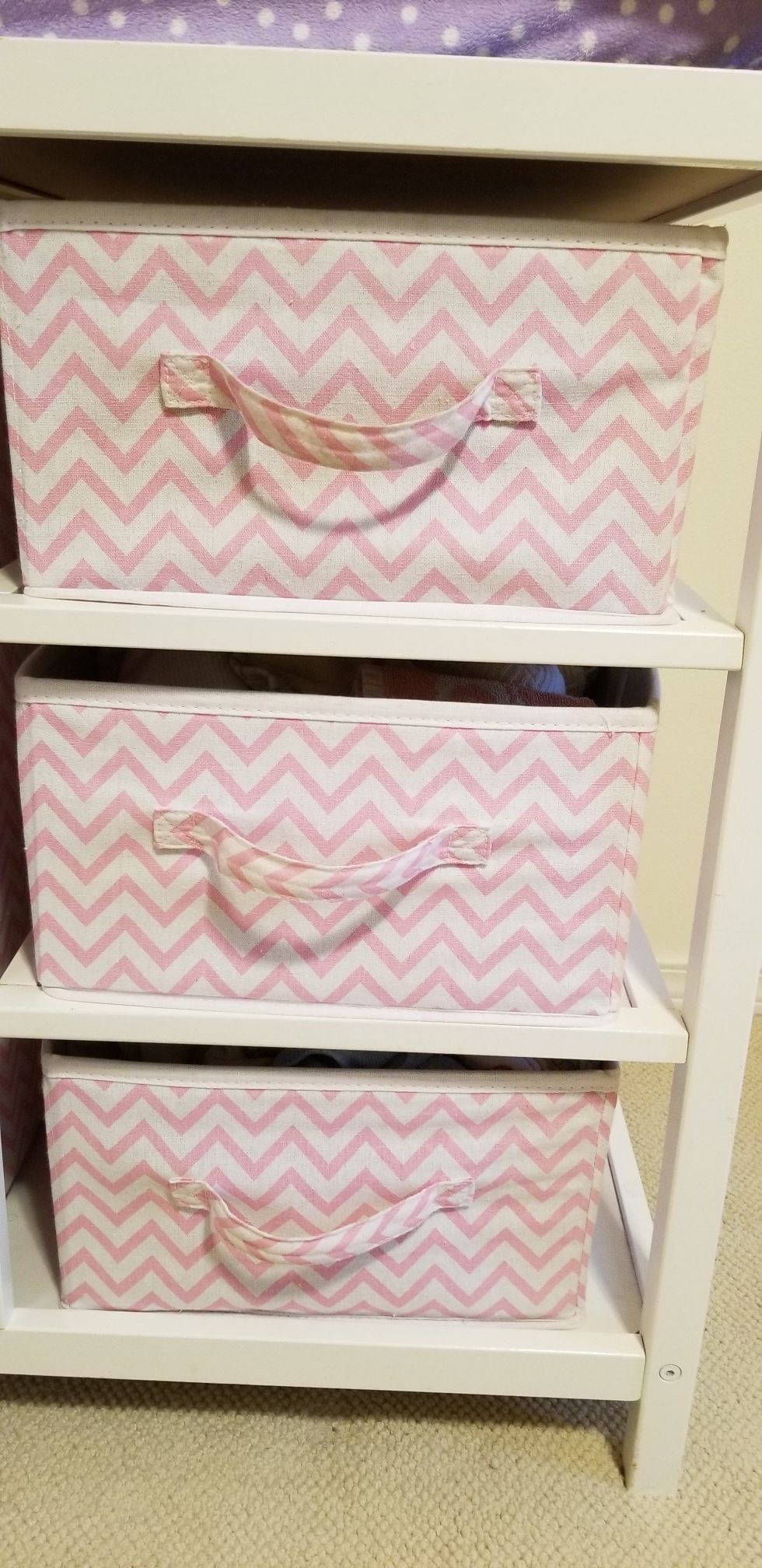 Baby Changing Table with Laundry hamper, 3 Storage baskets and Pad for Sale in Sammamish, WA